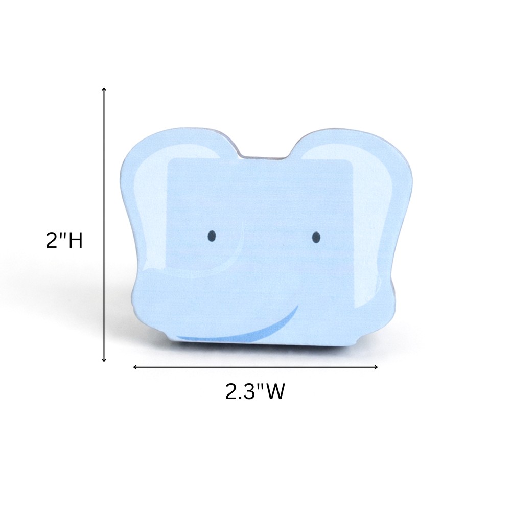 Kids Handmade Acacia Wood Blue Elephant Knob